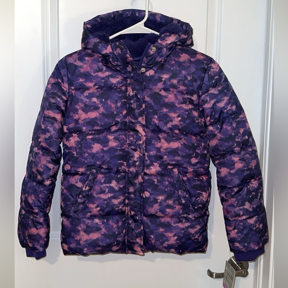 Fall Creek girls 7/8 pink/purple water &,wind resistant, insulated puffer coat